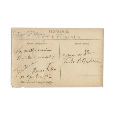 Ștefan Sihleanu (Patan), fotografie format carte poștală, cu dedicație 