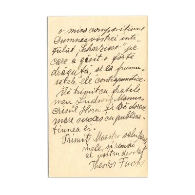 Theodor Fucks, scrisoare pentru Gheorghe Stephănescu, 1901