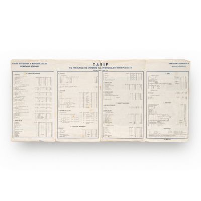 Cassa Autonomă a Monopolurilor, tarif cu prețurile de vânzare ale produselor monopolizate, 1941