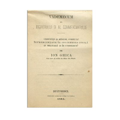 Ion Ghica, Vademecum al inginerului și comerciantului, 1865