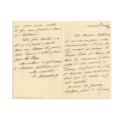 Edgar Mavrocordat, scrisoare pentru Ion Mitilineu, 20/3 octombrie 1911 