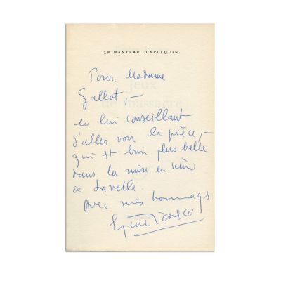 Eugen Ionescu, Jeux de Massacre, 1970, cu dedicație