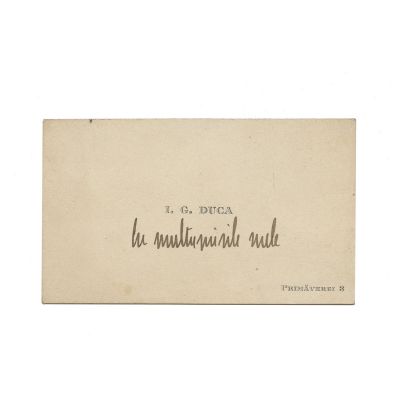 I. G. Duca, carte de vizită