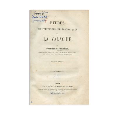 Thibault Lefebvre, Etudes diplomatiques et économiques sur la Valachie, [1857]