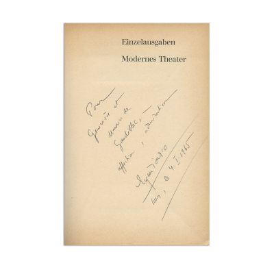 Eugen Ionescu, Hunger und Durst, 1964, cu dedicație pentru Genevieve și Maurice Gandillac