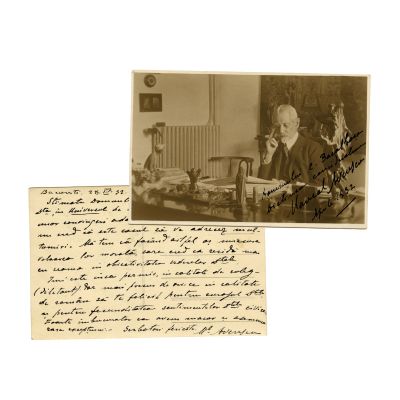Alexandru Averescu, fotografie tip carte poștală cu însemnare pentru Constantin Bacalbașa, 28 aprilie 1932