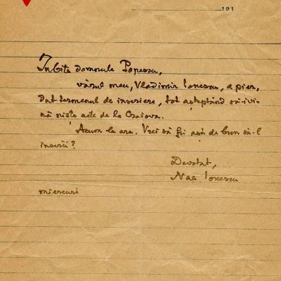 Nae Ionescu, scrisoare olografă