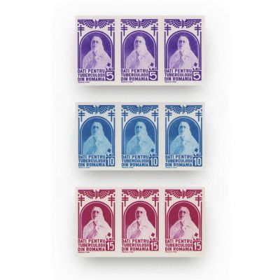 Regina Maria, Societatea Crucea Roșie, timbre + carnet tuberculoză