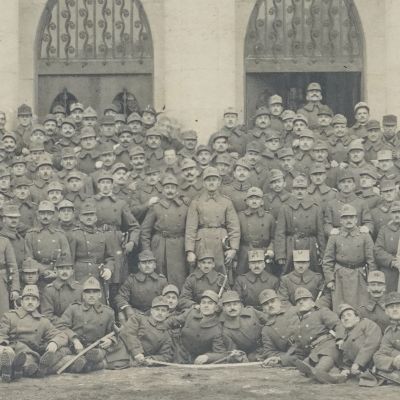 Inaugurarea Școlii de Jandarmerie din Oradea Mare, 14 decembrie 1919, fotografie de epocă