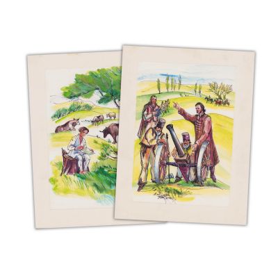 Gheorghe Alfiri, Torța peste veacuri, 1988, două ilustrații realizate de Adrian Ionescu