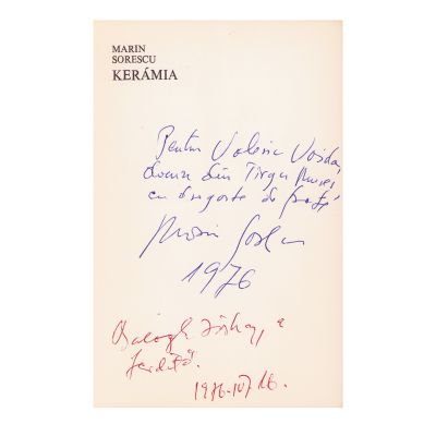 Marin Sorescu, Keramia, 1975, cu dedicație pentru Valeriu Vaida