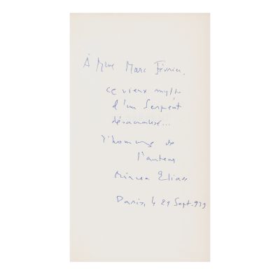 Mircea Eliade, Le Serpent, 1979, cu dedicație