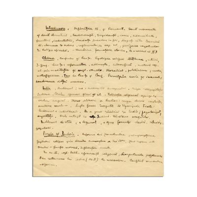 Mircea Eliade, schiță pentru o istorie a religiilor, două file manuscris