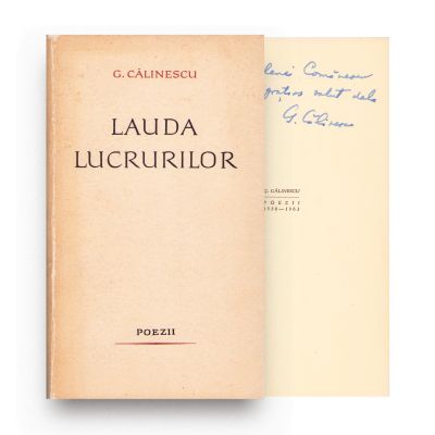 G. Călinescu, Lauda lucrurilor, 1963, cu dedicație pentru Magdalena Comănescu