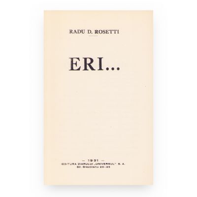 Radu D. Rosetti, Eri…, 1931, cu dedicație