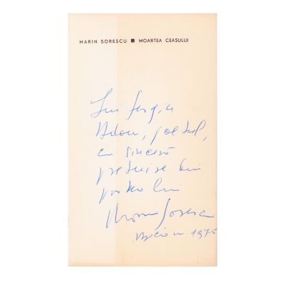 Marin Sorescu, Moartea ceasului, 1966, cu dedicație olografă pentru Sergiu Adam