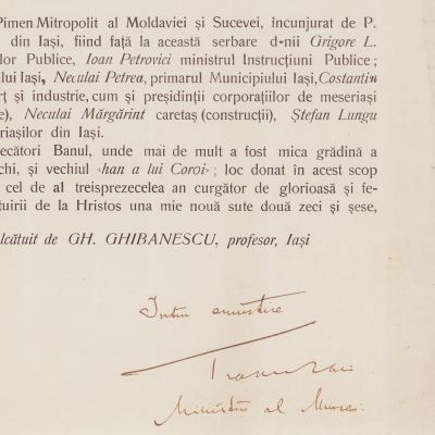 Grigore Trancu-Iași, Act de înveșnicire + fotografie semnată olograf, 1926