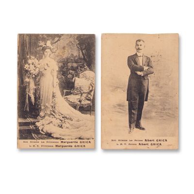 Albert și Margherite Ghica, două cărți poștale fotografice