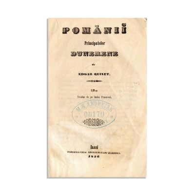 Edgar Quinet, Românii Principatelor Dunărene, 1856, piesă rară