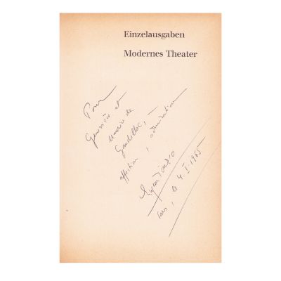 Eugène Ionesco, Hunger und Durst, 1964, cu amplă dedicație olografă
