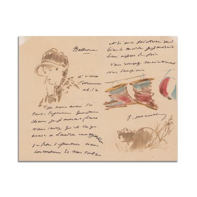 Édouard Manet, scrisoare ilustrată cu trei acuarele