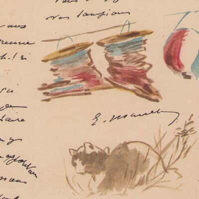 Édouard Manet, scrisoare ilustrată cu trei acuarele