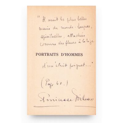 Princesse Bibesco, Portraits d’Hommes, 1929, cu dedicație olografă