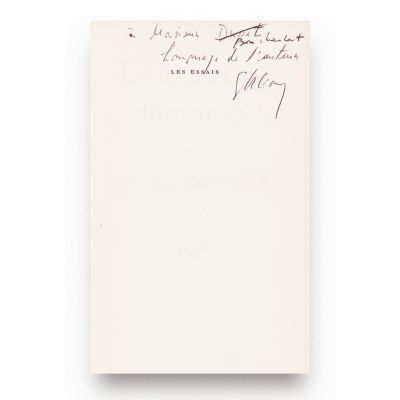 E. M. Cioran, Le mauvais démiurge, 1969, cu dedicație olografă