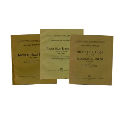 Dr. Nicolae I. Angelescu, Negustorii de odinioară, 3 volume, cu dedicație pentru arh. Victor Stephănescu