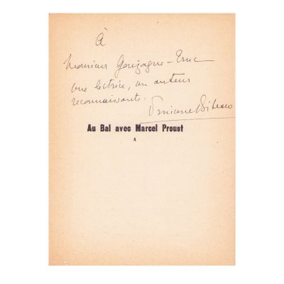 Princesse Bibesco, Au bal avec Marcel Proust, 1928, cu dedicație olografă