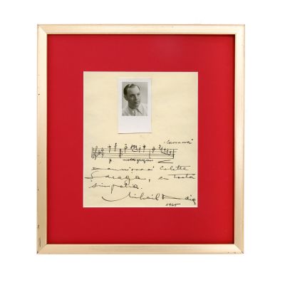 Mihail Daia, fotografie de mici dimensiuni + autograf, 1945