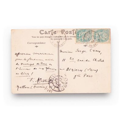 Frédéric Mistral, fotografie + carte poștală cu însemnare olografă, 1907 