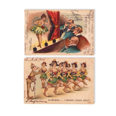 Ilustrate umoristice, șase cărți poștale - piese de colecție foarte rare