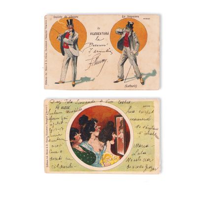 Colecție de șase cărți poștale ilustrate comice - piese de colecție foarte rare