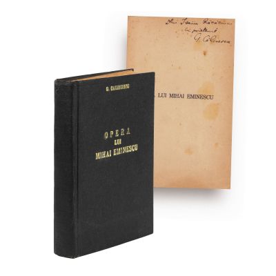 G. Călinescu, Opera lui Mihai Eminescu, 1936, cu dedicație pentru Isaiia Răcăciuni