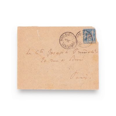 Alexandre Dumas Fiul, fotografie tip carte poștală + bilet trimis unui amic