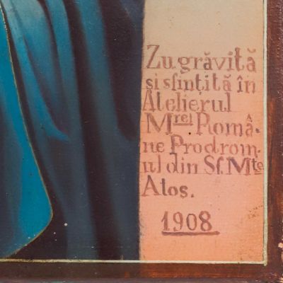 Sfântul Mare Mucenic Dimitrie - Izvoratorul de Mir,  icoană, pânză pe lemn, 1908 - Atelierul Mănăstirii Române Prodromul din Sfântul Munte Atos