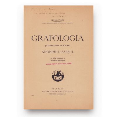 Henric Stahl, Grafologia și expertizele în scrieri, 1931, cu dedicație