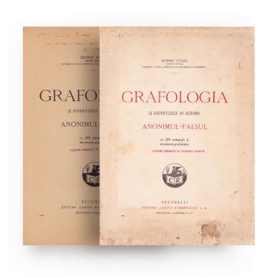 Henric Stahl, Grafologia și expertizele în scrieri, 1931, cu dedicație