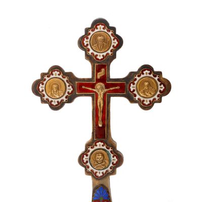 Cruce de mână inscripționată „Darul Patriarhului României, Fericitul Iustinian, 6 iunie 1968”
