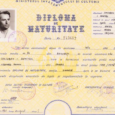 Colecție de 9 certificate și diplome de absolvire, 1929-1961