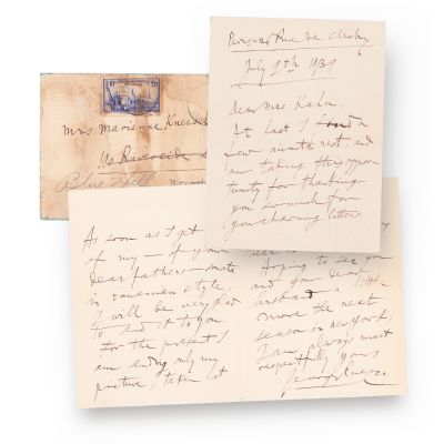 George Enescu, scrisoare pentru Marianne Kneisel, 9 iulie 1939