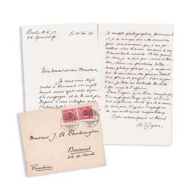 Alexandru Tzigara-Samurcaș, scrisoare expediată lui Alexandru I. Cantacuzino (Zizine), 14 august 1896 - piesă de colecție