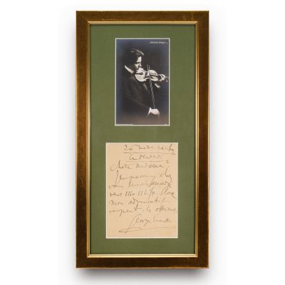 George Enescu, scrisoare olografă, 1912 + fotografie tip carte poștală