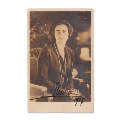 Principesa Ileana, fotografie tip carte poștală, cu semnătură, 1927 
