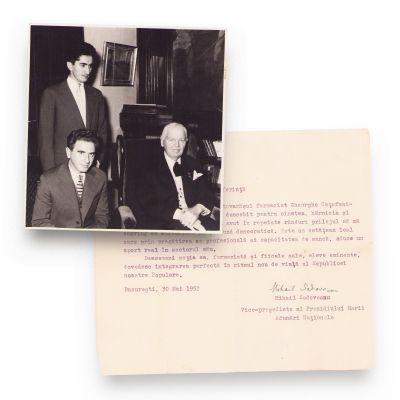 Mihail Sadoveanu, Valeriu Râpeanu și I. D. Bălan + referință semnată olograf de Mihail Sadoveanu