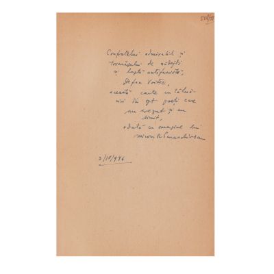 Miron Radu Paraschivescu, Tălmăciri din opt poeți europeni, 1946, cu dedicație pentru Ștefan Voitec