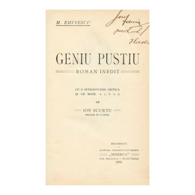 M. Eminescu, Geniul pustiu, 1904, prima ediție 