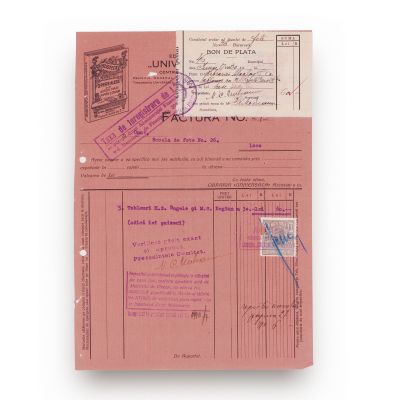M. Carniol Fiu, „Unirea”, „Bucovina”, „Litera”, „Universala”, colecție de cinci facturi, 1929-1943