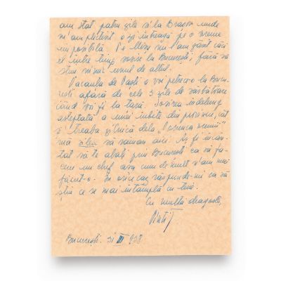 Horia Vintilă, scrisoare expediată lui Radu C. Poroineanu, 31.III.1938